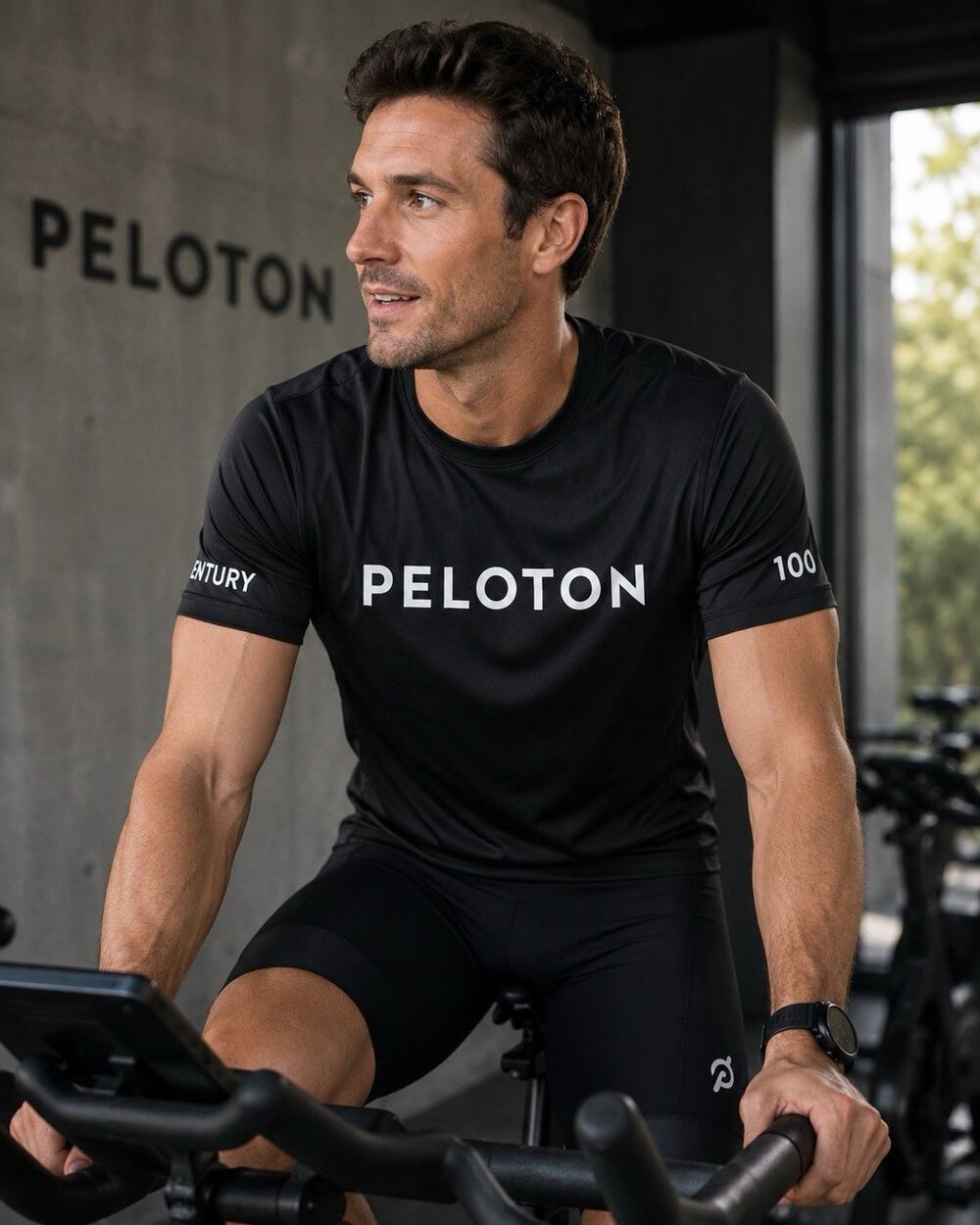 Peloton Men’s Black Century Club Performance Athletic Workout Tee Shirt Size M